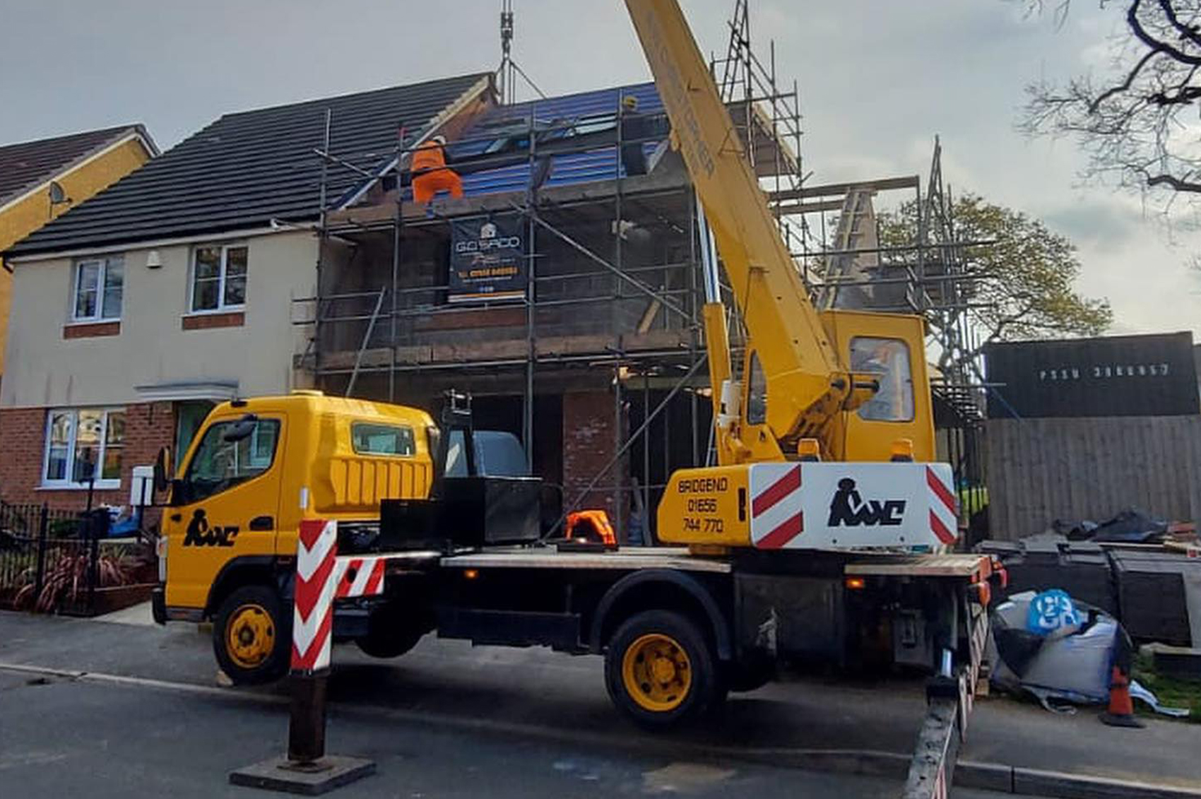 Crane on site in Bridgend